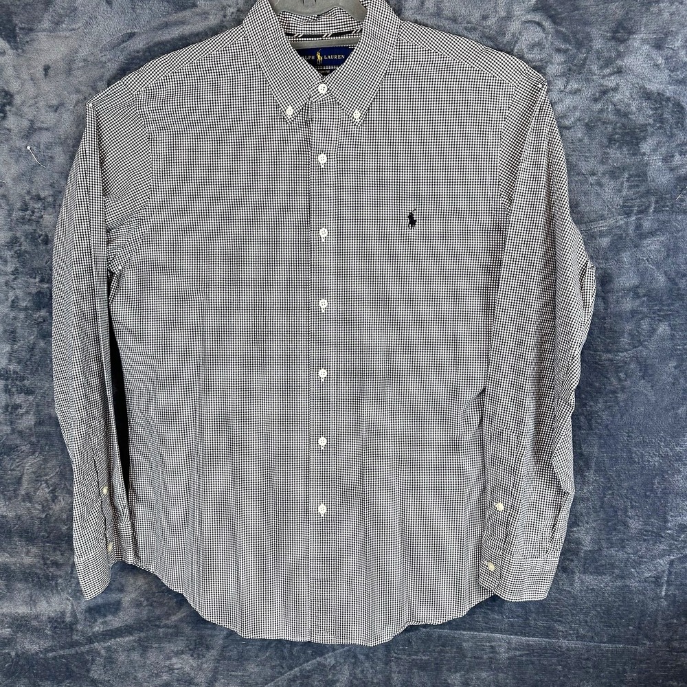 Ralph Lauren Black/White Check Woven Button Up Long Sleeve Shirt Men's S